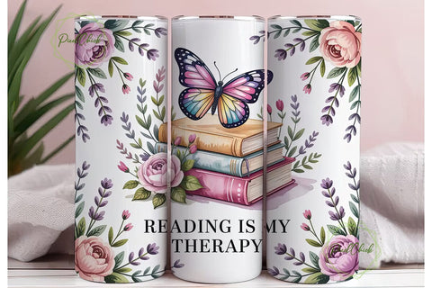 Reading Therapy 20oz Tumbler Wrap Sublimation PixelChick 