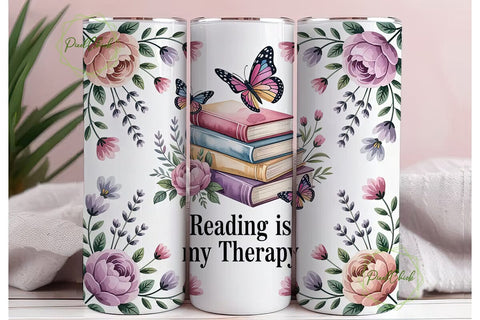 Reading Therapy 20oz Tumbler Wrap Sublimation PixelChick 