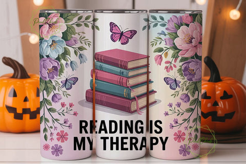 Reading Therapy 20oz Tumbler Wrap Sublimation PixelChick 