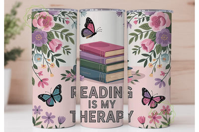 Reading Therapy 20oz Tumbler Wrap Sublimation PixelChick 