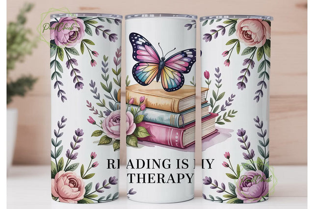 Reading Therapy 20oz Tumbler Wrap Sublimation PixelChick 