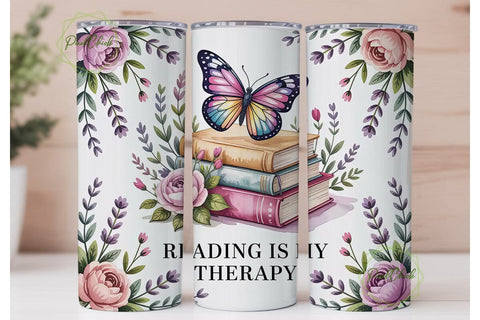 Reading Therapy 20oz Tumbler Wrap Sublimation PixelChick 