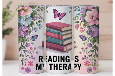Reading Therapy 20oz Tumbler Wrap Sublimation PixelChick 