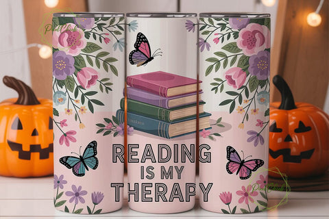 Reading Therapy 20oz Tumbler Wrap Sublimation PixelChick 