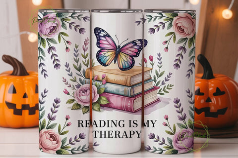 Reading Therapy 20oz Tumbler Wrap Sublimation PixelChick 