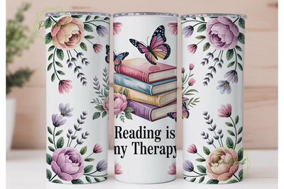 Reading Therapy 20oz Tumbler Wrap Sublimation PixelChick 