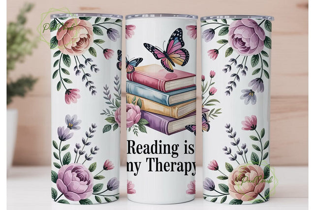 Reading Therapy 20oz Tumbler Wrap Sublimation PixelChick 