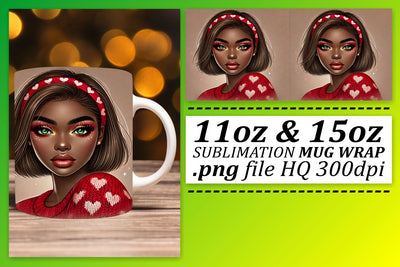 ready for your creative touch! , High-quality mug wraps, Love Girl Sublimation afrosvg 