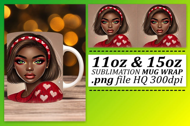 ready for your creative touch! , High-quality mug wraps, Love Girl Sublimation afrosvg 
