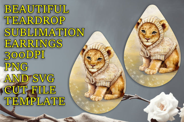 ready-to-use PNG, High-quality earring sublimation file, Animals Sublimation HoodArtCraft 