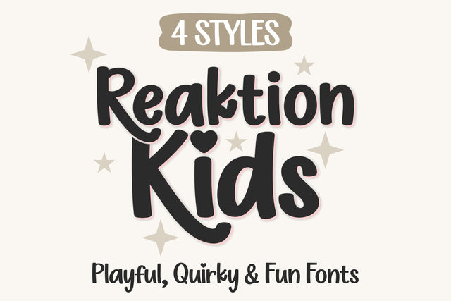 Reaktion Kids Fonts | Playful Kids Font Bundle | Cute Handwritten Font | Fun Font | Font for Cricut, Silhouette, Procreate Font TonisArtStudio 