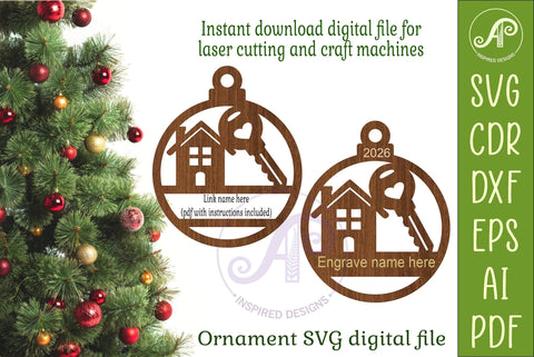 Real Estate Agent Christmas Ornament SVG, New Home House Key SVG APInspireddesigns 