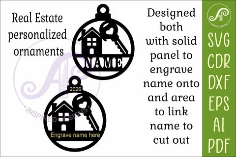 Real Estate Agent Christmas Ornament SVG, New Home House Key SVG APInspireddesigns 