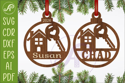 Real Estate Agent Christmas Ornament SVG, New Home House Key SVG APInspireddesigns 