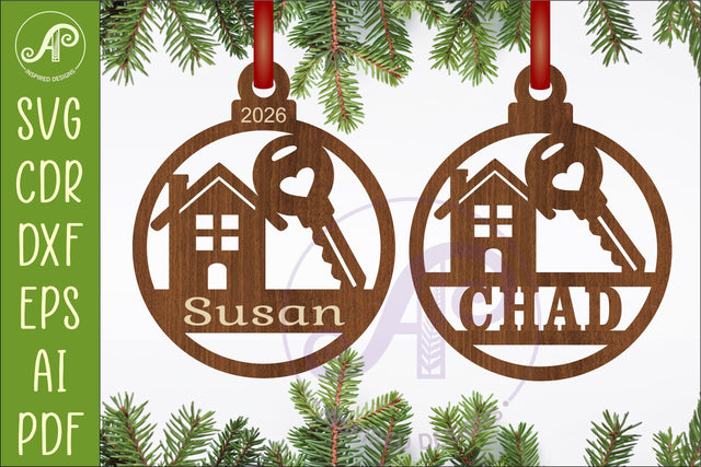 Real Estate Agent Christmas Ornament SVG, New Home House Key SVG APInspireddesigns 
