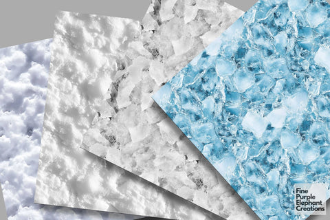 Real Snow Ice Textures Digital Paper | Winter Wonderland Sublimation Scrapbook Digital Pattern Fine Purple Elephant Creations 