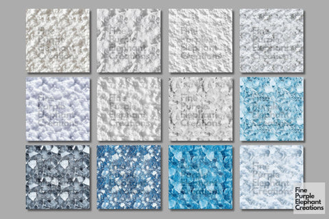 Real Snow Ice Textures Digital Paper | Winter Wonderland Sublimation Scrapbook Digital Pattern Fine Purple Elephant Creations 