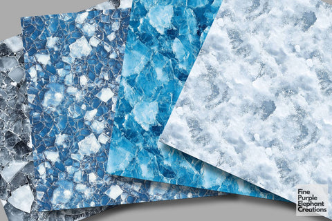 Real Snow Ice Textures Digital Paper | Winter Wonderland Sublimation Scrapbook Digital Pattern Fine Purple Elephant Creations 