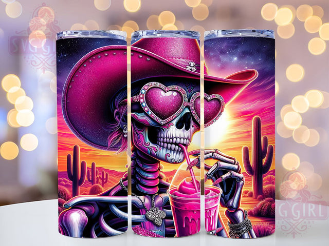 Rebel Cowgirl Western Skull Tumbler, Trendy Skull Wrap, 20oz Tumbler Sublimation, Western Skull Design, Edgy Cowgirl Art, Boho Rodeo Tumbler, Country Girl Aesthetic Sublimation SvggirlplusArt 