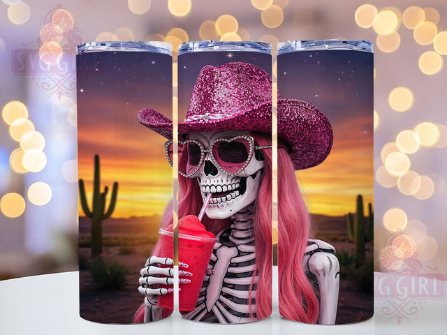 Rebel Cowgirl Western Skull Tumbler, Trendy Skull Wrap, 20oz Tumbler Sublimation, Western Skull Design, Edgy Cowgirl Art, Boho Rodeo Tumbler, Country Girl Aesthetic Sublimation SvggirlplusArt 