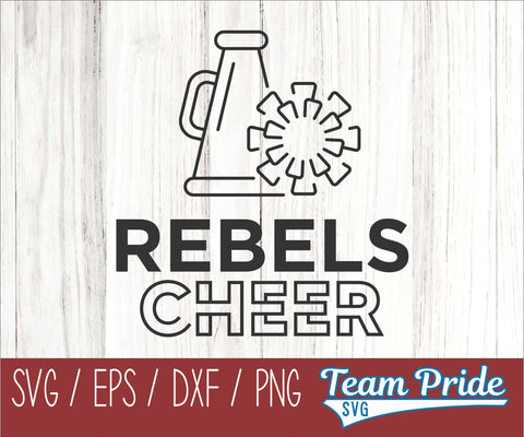 Rebels Cheer Line Art SVG Digital Download Printable - SVG, EPS, DXF, PNG SVG Team Pride SVG 