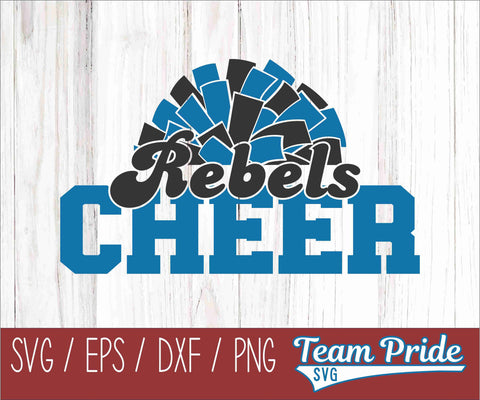 Rebels Cheer Pom Pom SVG Digital Download Printable - SVG, EPS, DXF, PNG SVG Team Pride SVG 