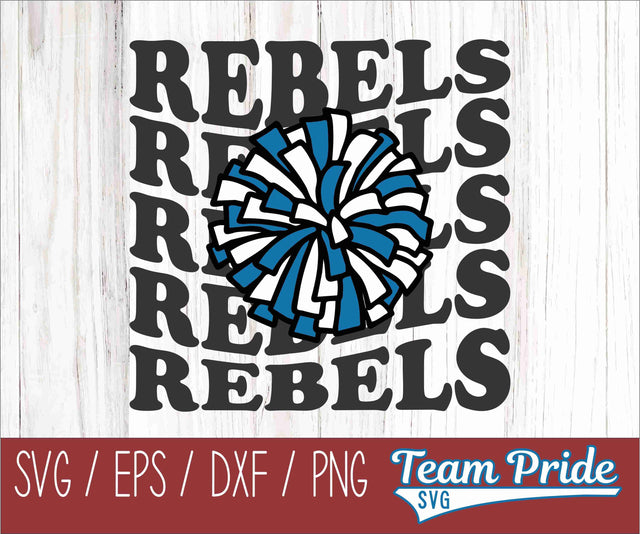 Rebels Cheer Vintage Wave SVG Digital Download Printable - SVG, EPS, DXF, PNG SVG Team Pride SVG 