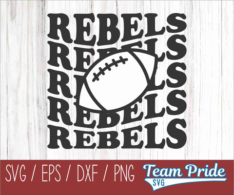 Rebels Football Retro Wave SVG Digital Download Printable - SVG, EPS, DXF, PNG SVG Team Pride SVG 