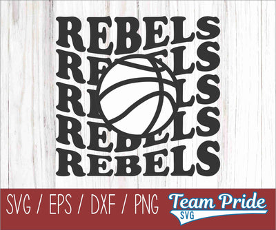 Rebels Vintage Wave Basketball SVG Digital Download Printable - SVG, EPS, DXF, PNG SVG Team Pride SVG 