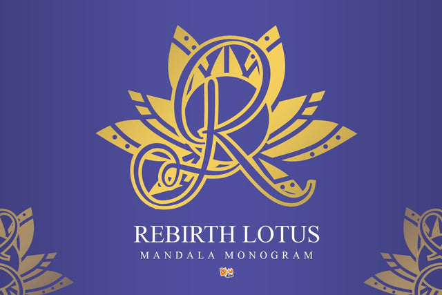 Rebirth Lotus Mandala Monogram Font Dm Letter Studio 