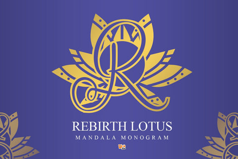 Rebirth Lotus Mandala Monogram Font Dm Letter Studio 