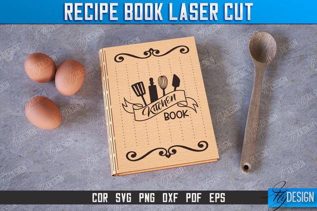 Recipe Book | Book Cover | Cookbook Recipes | Wooden Binder | CNC File SVG Fly Design 