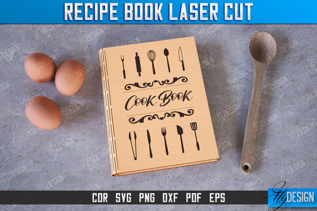 Recipe Book | Book Cover | Cookbook Recipes | Wooden Binder | CNC File SVG Fly Design 