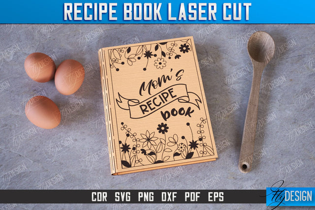 Recipe Book | Book Cover | Cookbook Recipes | Wooden Binder | CNC File SVG Fly Design 