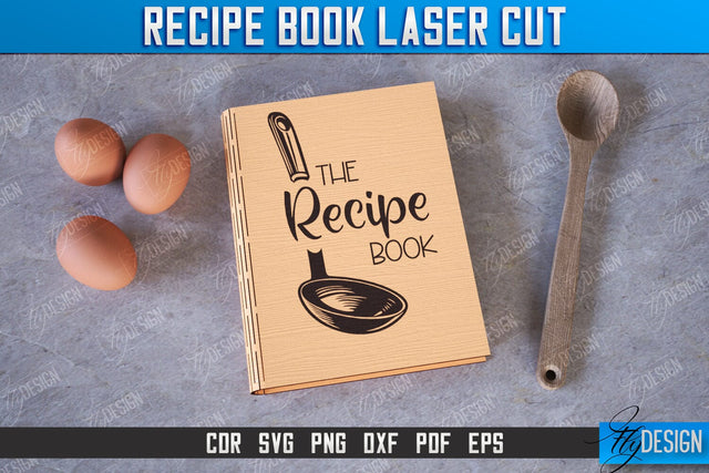 Recipe Book | Book Cover | Cookbook Recipes | Wooden Binder | CNC File SVG Fly Design 