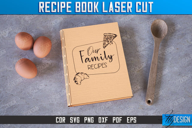 Recipe Book | Book Cover | Cookbook Recipes | Wooden Binder | CNC File SVG Fly Design 