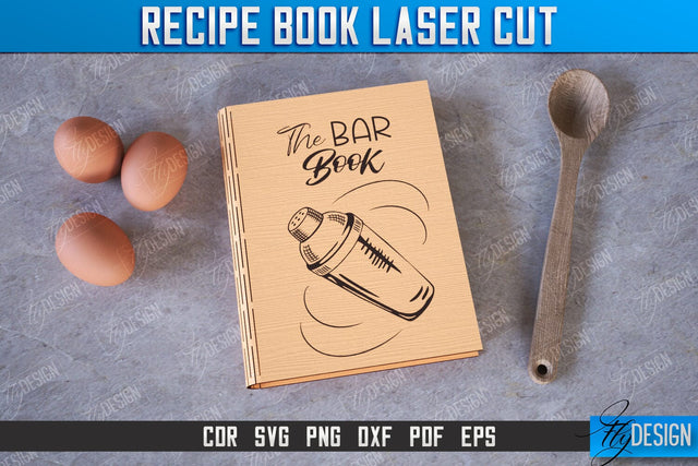 Recipe Book | Book Cover | Cookbook Recipes | Wooden Binder | CNC File SVG Fly Design 