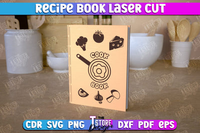 Recipe Book | Book Cover | Cookbook Recipes | Wooden Binder | CNC File SVG The T Store Design 