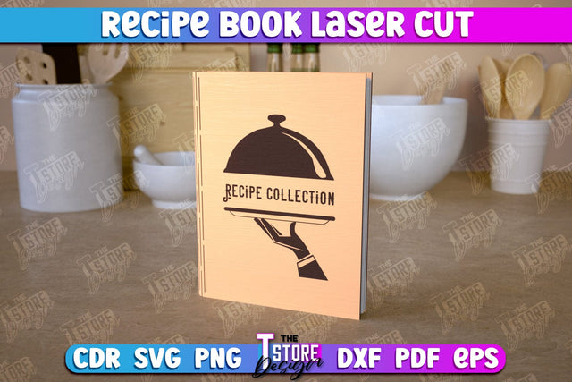 Recipe Book | Book Cover | Cookbook Recipes | Wooden Binder | CNC File SVG The T Store Design 