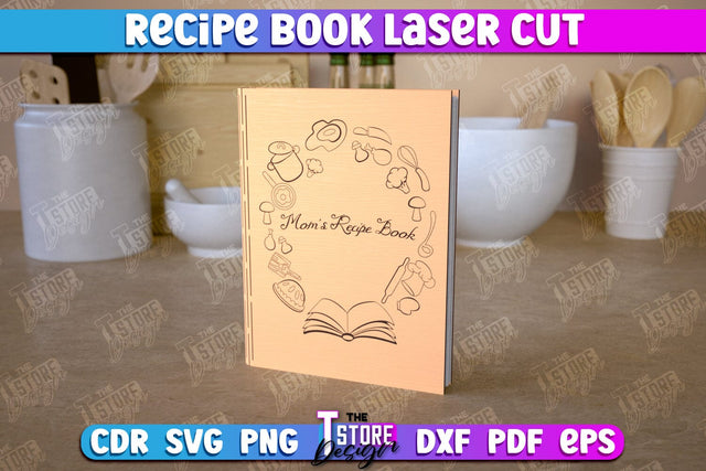 Recipe Book | Book Cover | Cookbook Recipes | Wooden Binder | CNC File SVG The T Store Design 