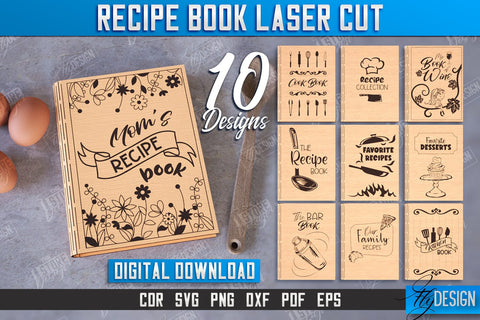 Recipe Books Bundle | Book Cover | Cookbook Recipes | Wooden Binder | CNC Files SVG Fly Design 