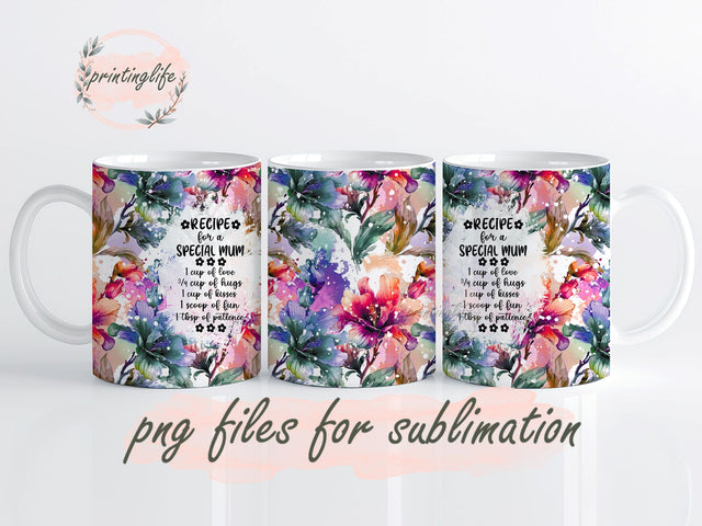 Recipe for a special mum Digital Design Download Mug Wrap Design, Mug Design PNG Sublimation PrintingLife 