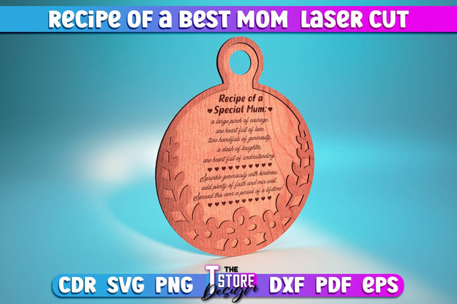 Recipe of a Best Mom Laser Cut | Kitchen Quotes | Home Design | Cutting Board SVG The T Store Design 
