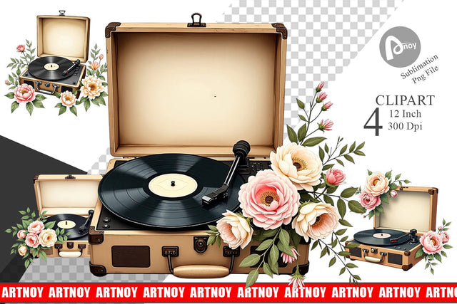 Record Player Clipart Sublimation artnoy 