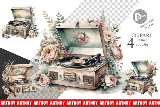 Record Player Clipart Sublimation artnoy 