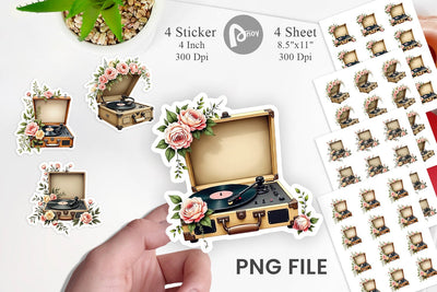 Record Player Sticker Sublimation artnoy 