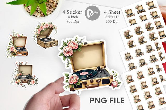 Record Player Sticker Sublimation artnoy 