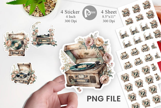 Record Player Sticker Sublimation artnoy 