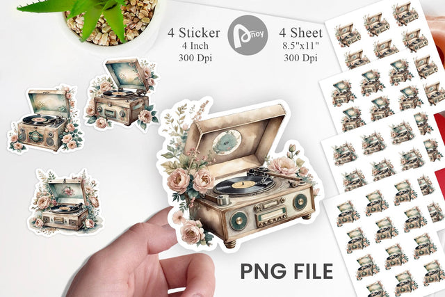 Record Player Sticker Sublimation artnoy 