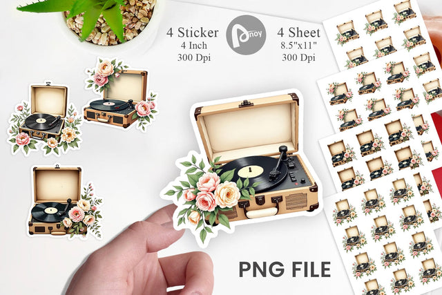 Record Player Sticker Sublimation artnoy 